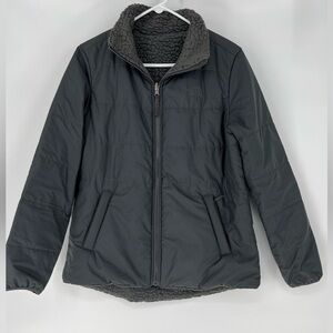 THE‎ NORTH FACE SHERPA LINED AND REVERSIBLE GREY JACKET, ZIPPERED POCKETS